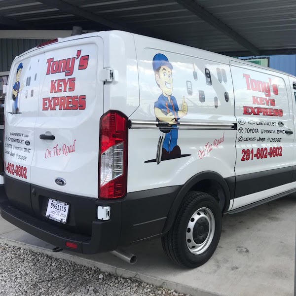 Tony's Keys Express mobile locksmith van in Houston TX equipped for car key replacement and key fob programming